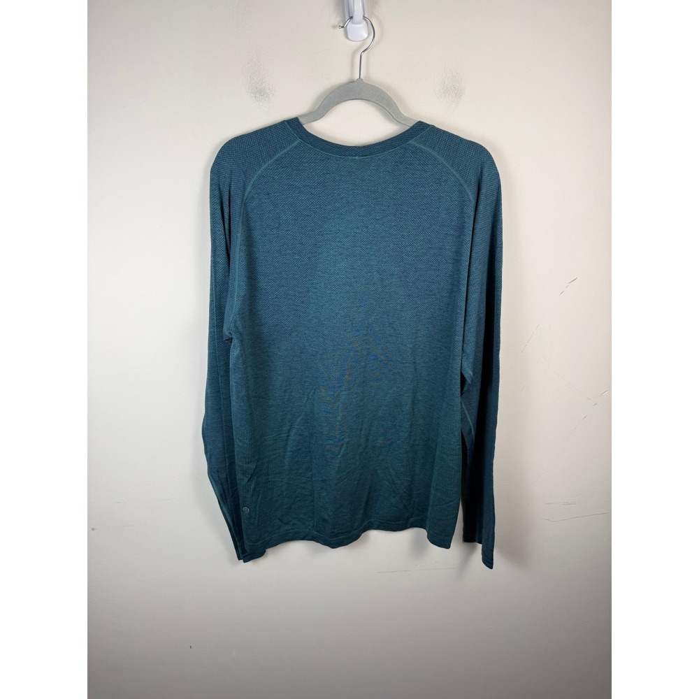 Lululemon Metal Vent Tech Long Sleeve Shirt Mens XL Teal Blue Heathered Workout - Picture 2 of 5